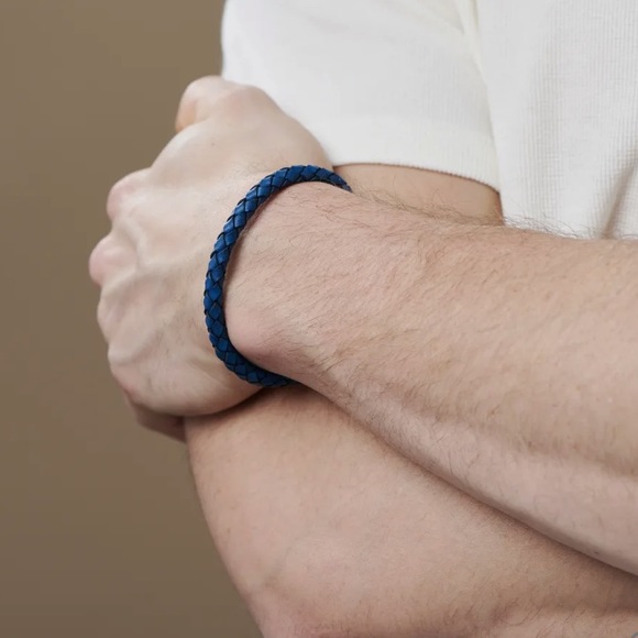 🌟 TRENDHIM BLUE BOLO BRAIDED LEATHER BRACELET TWIST - Picture 4 of 4